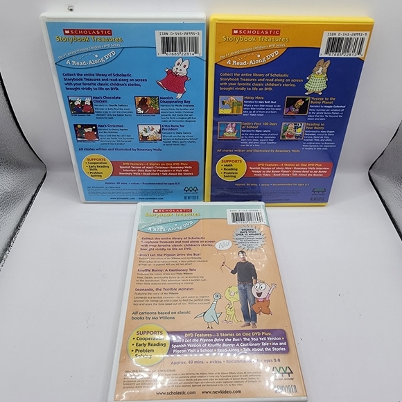3 Scholastic Storybook Treasures Dvds - Noisy Nora Pigeon Drive The Bus Max - Picture 2 of 2
